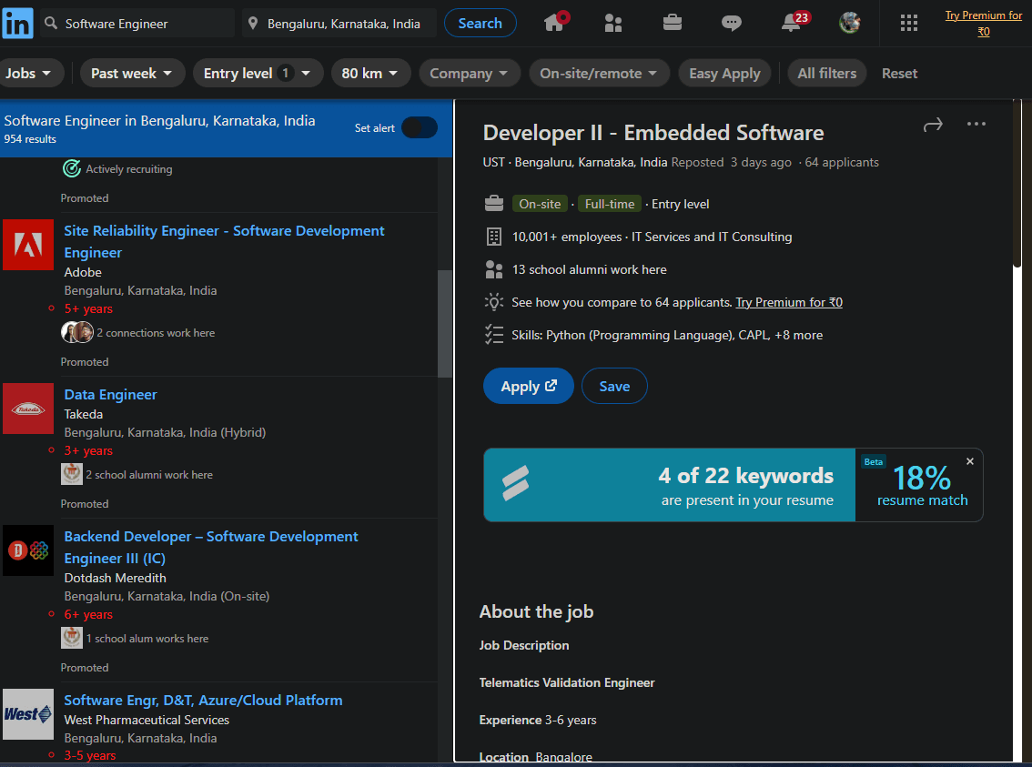 LinkedIn Jobs Experience Extractor